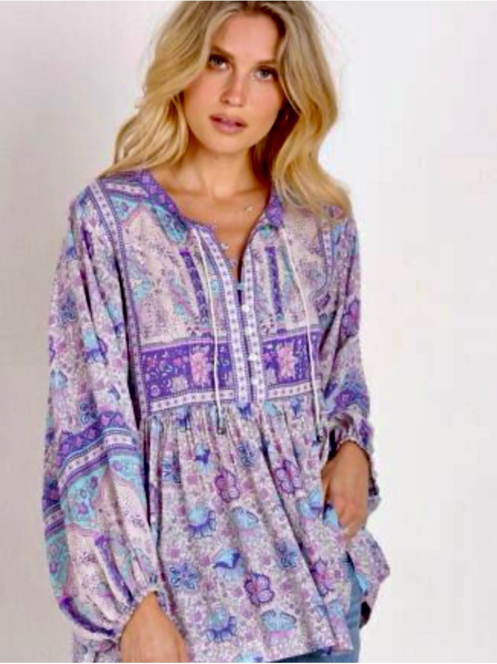 Spell Lavender & Lilac Patchwork Boho Tunic XS